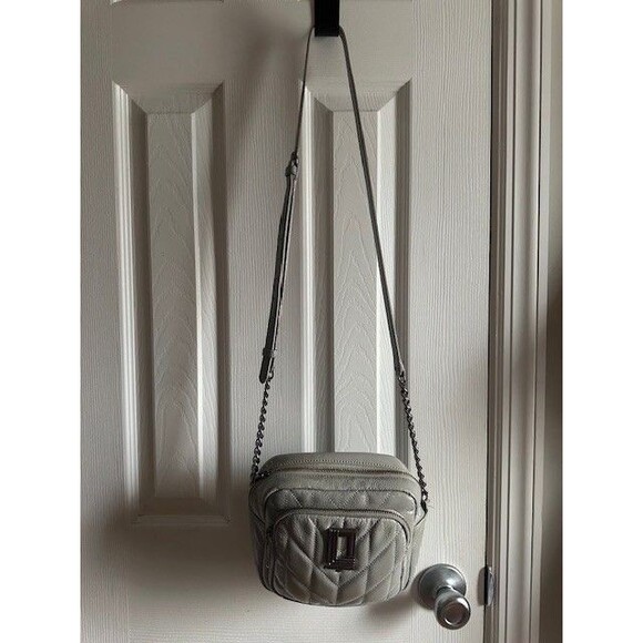 KARL LAGERFELD Bag Lafayette Crossbody - Smoke Gray Glazed Leather Bag - Picture 4 of 7